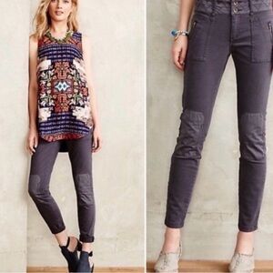 Anthropologie Pilcro and the Letterpress Boho Chic Moto Grey Ankle Pants - Sz 25